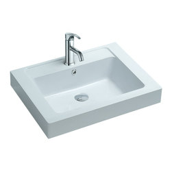 ADM Bathroom Design - ADM Rectangular Countertop Stone Resin Sink, White, 24" - Bathroom Sinks