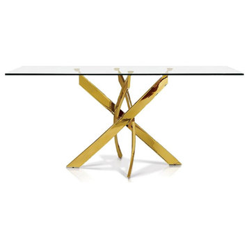 Glass Star Table (Rectangle) , Gold