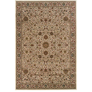 Aiden Traditional Vintage Inspired Ivory/Green Rug, 6'7" x 9'6"