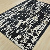 Abstract Carpet 5’6” x 8′ Blue Ivory Wool Contemporary Hand-Knotted Area Rug
