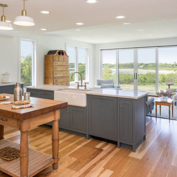 Open Concept Coastal Kitchen and Living Room – Cape Ann Cottage Conversion
