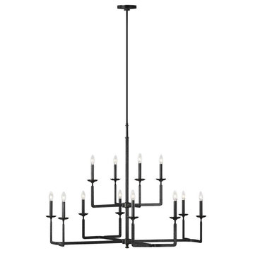 Feiss Ansley 12-Light Multi-Tier Chandelier F3290/12AI, Aged Iron