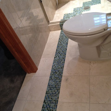 Bathroom Remodel Custom Marble Tile & Colored Glass Block Shower Window Toledo