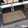 Karran QU-812 Undermount 32.5" Single Bowl Quartz Kitchen Sink, Bisque