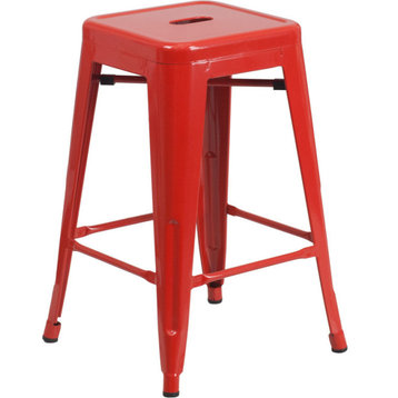 Backless Red Metal Barstool CH-31320-24-RED-GG