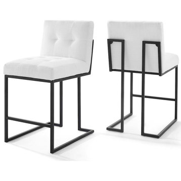 Modway Privy Black Stainless Steel Counter Stool Set/2, BK/WH -EEI-4156-BLK-WHI