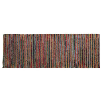 Handwoven Cotton Striped Floor Runner Rug, Multicolor