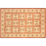Bareens Designer Rugs - Shabby Chic Ziegler Nancie Rust Tan Hand-Knotted Wool Rug - 6'2'' x 8'8'' - Enhance the ambiance of your home with this magnificent Persian-influenced Turkish hand-knotted rug made by skilled artisans capable of creating the most exceptional vegetable dyes and hand-spun wool. This exquisite handmade rug is a one-of-a-kind Peshawar Kafkaz, otherwise identified as Chobi, Chobi Peshawar, Oushak, or Ziegler rug. These handmade rugs are crafted in Pakistan utilizing superior-quality wool imported from Australia, New Zealand, and Korea in two types of weaves: the Persian weave and the Mori weave. This rug is meticulously crafted by hand using the finest natural vegetable dyes extracted from local plants. The artisans use a blend of hand-spun local and fine merino wool, resulting in a rug with a compelling texture, higher lanolin content, and longer staple. The artisans occasionally incorporate natural or artificial silk into the pile to enhance specific motifs. The finished product is an awe-inspiring execution of flawless design and an understated palette that exudes elegance.