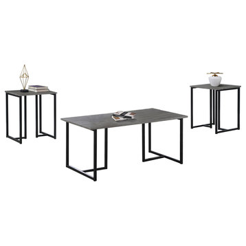 3 Piece Table Set, Weathered Brown and Black