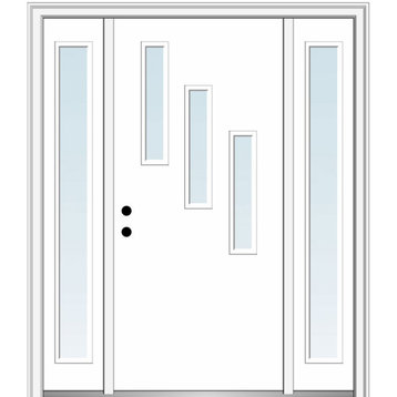 60"x80" 3 Lites Clear Right-Hand Inswing Primed Fiberglass Door, 6-9/16"