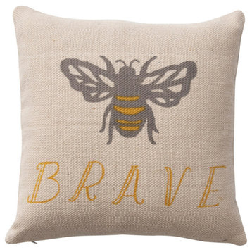 Cotton Pillow With Bee "Brave"