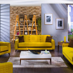 Fabio Lilyum Yellow 2 PC Living Room Set (Sofa Sleeper and Loveseat) - Sofas