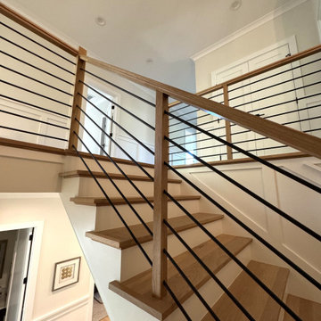 Project #140 | White Oak Staircase with Horizontal Bar Rail