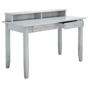 Contemporary Desk, Worktop With Low Hutch & 2 Open Compartments, Dark Gray