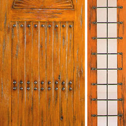 Door with One Sidelight Exterior Prehung Knotty Alder, Carved - Front Doors