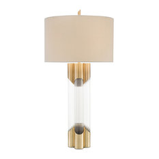 John Richard Modern Classic Brass Glass Translucent Glass Column Table Lamp