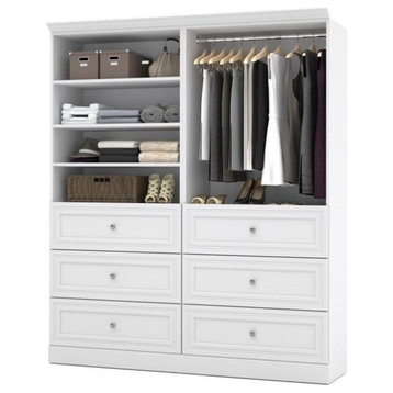 Bestar Versatile 72"W Engineered Wood Closet Organizer with Drawers in White