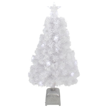 3' Pre-Lit LED Color Changing White Fiber Optic Artificial Christmas Tree