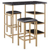 Zelda Counter Height Metal Table Set With Faux Marble Top, Gold