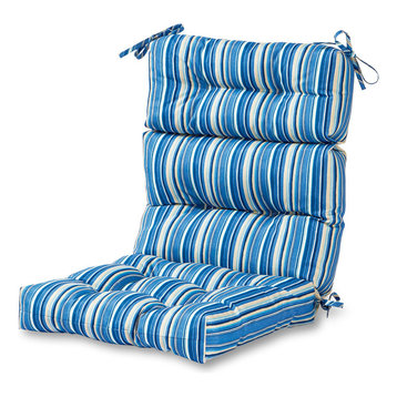 Outdoor High Back Chair Cushion, Sapphire Stripe