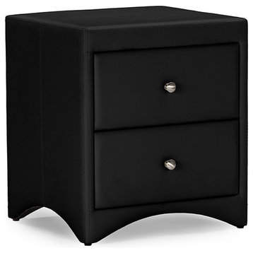 Urban Designs Dorian Black Faux Leather Upholstered Modern Nightstand