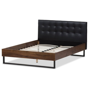Baxton Studio Mitchell Faux Leather Tufted King Platform Bed in Black