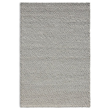 Hand Woven Ivory Bubble Textured Wool Rug by Tufty Home, Ivory, 6x6  Round