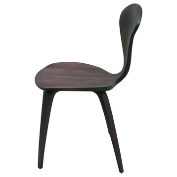 Satine Dining Chair, Molded Plywood Side Chair, Dark Walnut