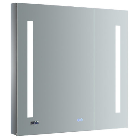 Tiempo Bathroom Medicine Cabinet With LED Lighting and Defogger, 30"x30"