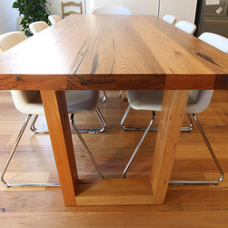 Recycled timber table with tapered box base - Dining Tables