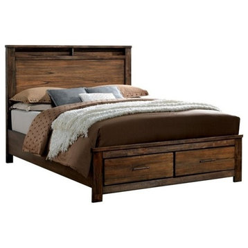 Bowery Hill Farmhouse Wood California King Panel Storage Bed in Oak