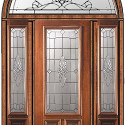 Prehung Sidelites-Transom Door 96 Mahogany Versailles 2/3 Lite - Front Doors