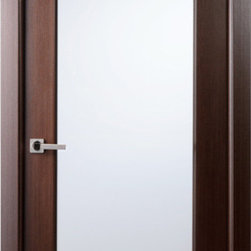 Contemporary African Wenge Veneer Interior Single Door Frosted Glass - Interior Doors