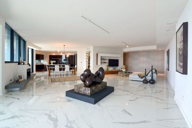 Trendy living room photo in Miami