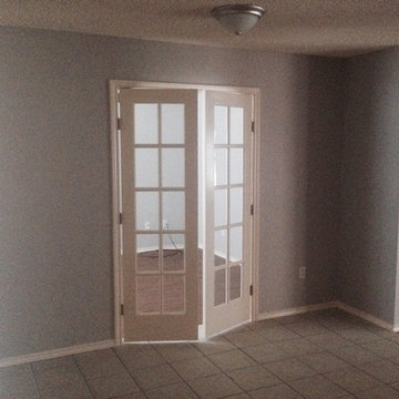 office, new flooring and ceiling fan