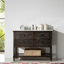 Abel 48 inch Rustic Brown Wash Bathroom Vanity Marble Top - Bathroom Vanities And Sink Consoles