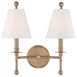 Crystorama - Riverdale 2 Light Aged Brass Wall Mount - Both timeless and transitional, with a variety of options, the minimalist design makes the Riverdale ideal for any space in the home. Accompanied by two distinctive tail stem choices for a shorter or longer design and the selection of a glass ball or metal ball finish, this fixture is a smart choice for a hallway, bathroom, bedroom, or flanked on both sides of a fireplace. Designed with thoughtful simplicity, the Riverdale strikes the perfect balance of function and form. All style options are included in one box.