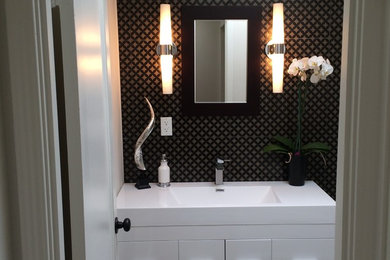Example of a small minimalist master black tile and ceramic tile bathroom design in San Francisco
