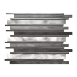 Eden Mosaic Tile Long Random Bar Silver Pewter And Chrome Aluminum Tile EMT_ALWF - Mosaic Tile