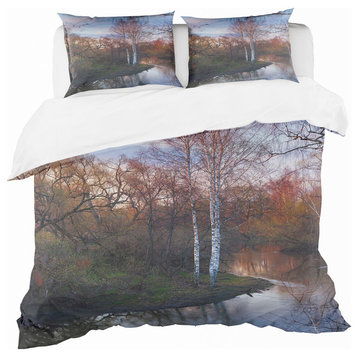 Forest River in The Spring Traditional Duvet Cover Set, King