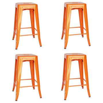 Modern Counter Stool Set of 4, Orange