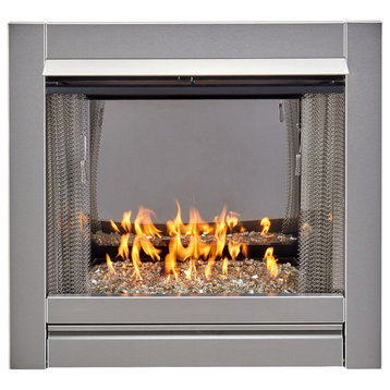 Vent Free Stainless Outdoor Gas Fireplace Insert With Crystal Fire Glass Media