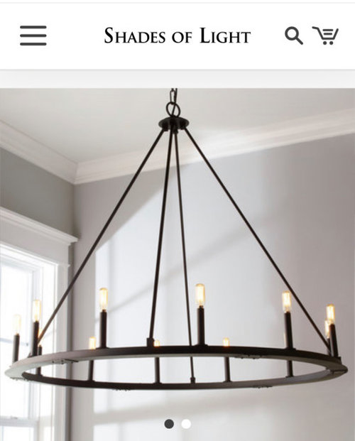 Round Chandelier over Kitchen Island