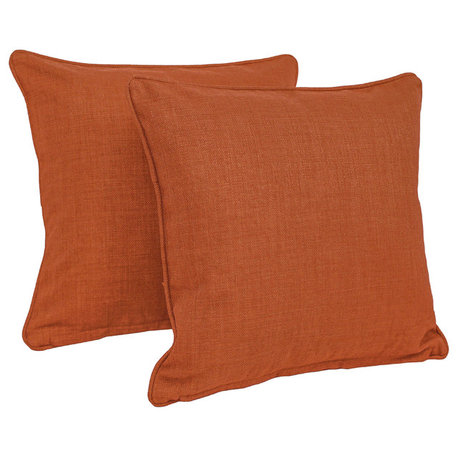 18" Outdoor Spun Polyester Square Throw Pillows, Set of 2, Cinnamon