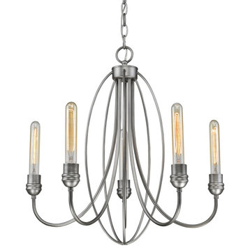Persis 5 Light Chandelier, Old Silver