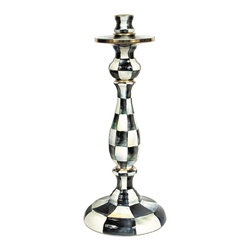 Courtly Check Enamel Candlestick - Large | MacKenzie-Childs - Candleholders