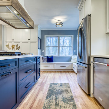 Blue and White Kitchen Design in Forest Hill, MD