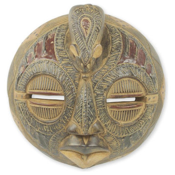 Novica Elephant of Happiness African Wood Mask