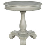 OSP Home Furnishings - Avalon Hand Painted Round Accent Table, Antique Gray Stone - Farmhouse Chic. Make your cozy conversation nook complete with this shabby chic side table. Enjoy the warm, country cottage feel of the hand painted finish, along with a decorative shiplap style plank design on the table top surface. Simply add a vase of your favorite flowers and a calming candle and you have the perfect spot for intimate chats with family and friends. Get the country farmhouse style you crave with the Avalon round accent table.
