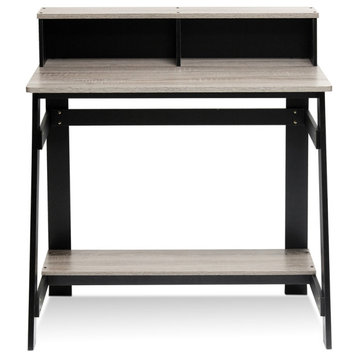 Simplistic A Frame Computer Desk, Black/French Oak Grey